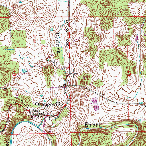 Topographic Map of Township of Orangeville, IN