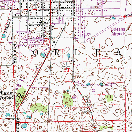 Topographic Map of Township of Orleans, IN