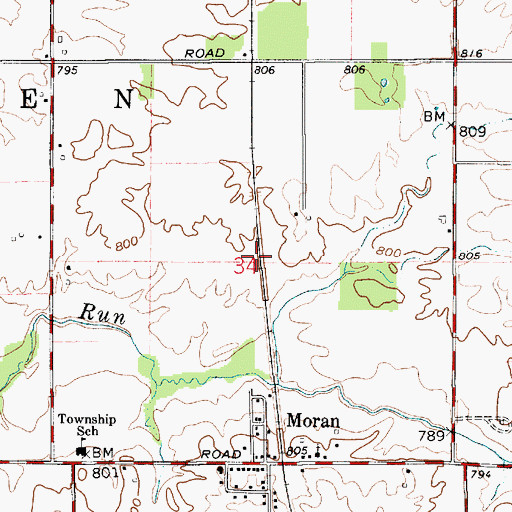 Topographic Map of Township of Owen, IN