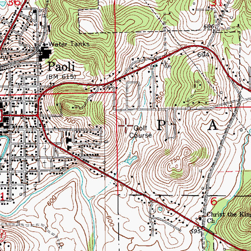 Topographic Map of Township of Paoli, IN