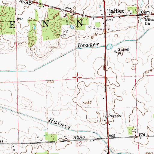 Topographic Map of Township of Penn, IN