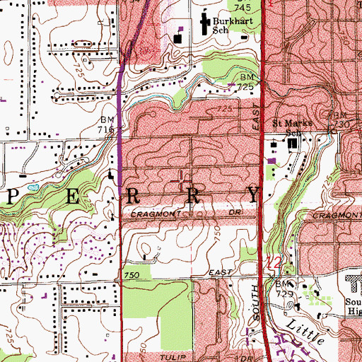 Topographic Map of Township of Perry, IN