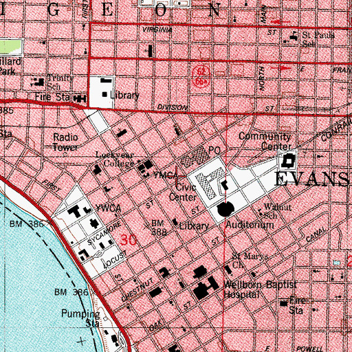 Topographic Map of Township of Pigeon, IN