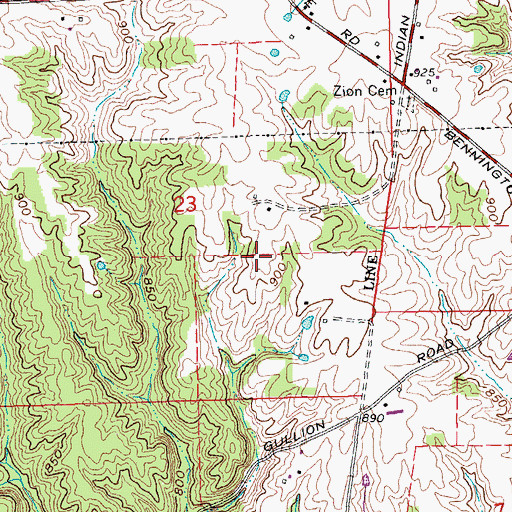 Topographic Map of Township of Pleasant, IN