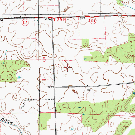 Topographic Map of Township of Pleasant, IN