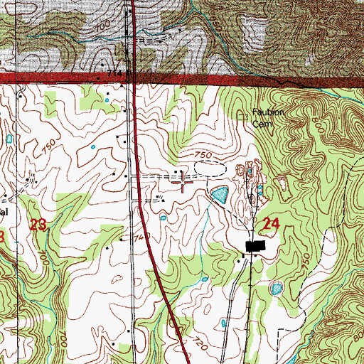 Topographic Map of Township of Pleasant Run, IN