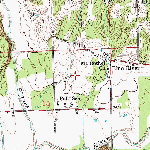 Topographic Map of Township of Polk, IN