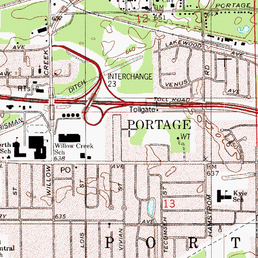 Topographic Map of Township of Portage, IN