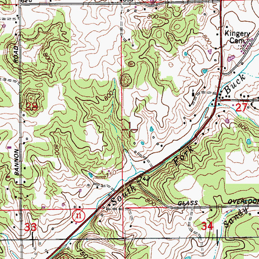Topographic Map of Township of Posey, IN