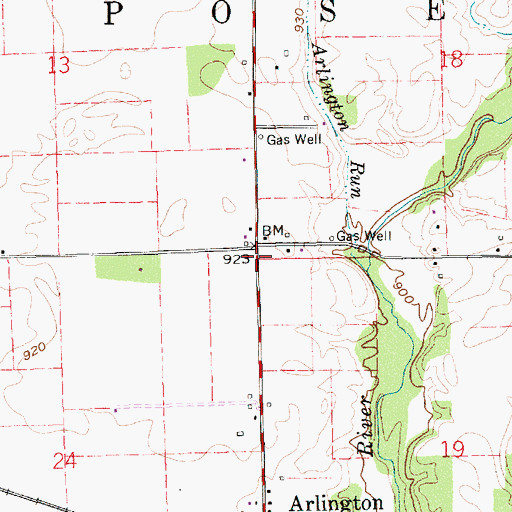 Topographic Map of Township of Posey, IN