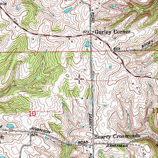 Topographic Map of Township of Posey, IN
