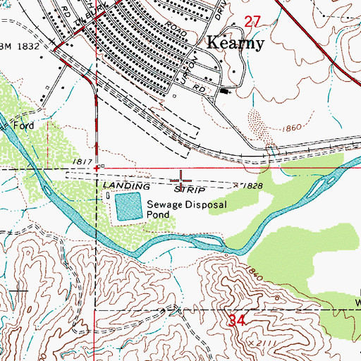 Topographic Map of Kearny Airport, AZ