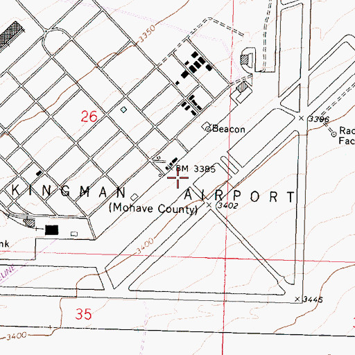 Topographic Map of Kingman Airport, AZ
