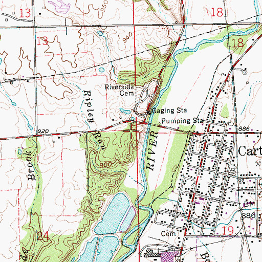 Topographic Map of Township of Ripley, IN