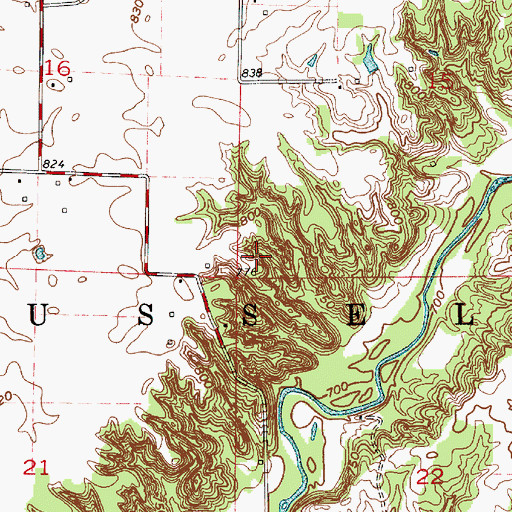 Topographic Map of Township of Russell, IN