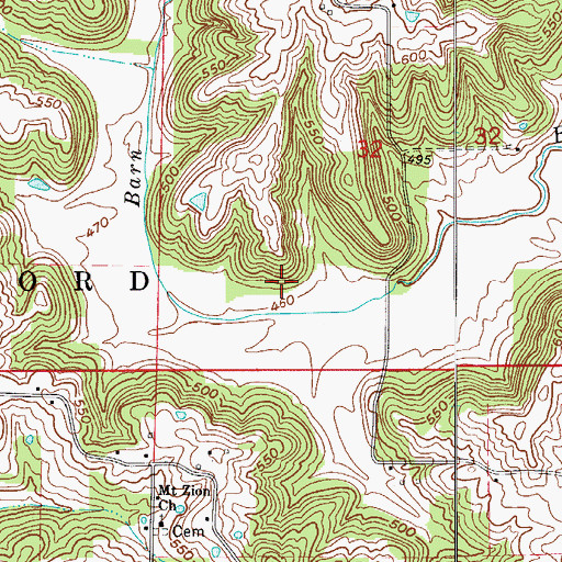 Topographic Map of Township of Rutherford, IN