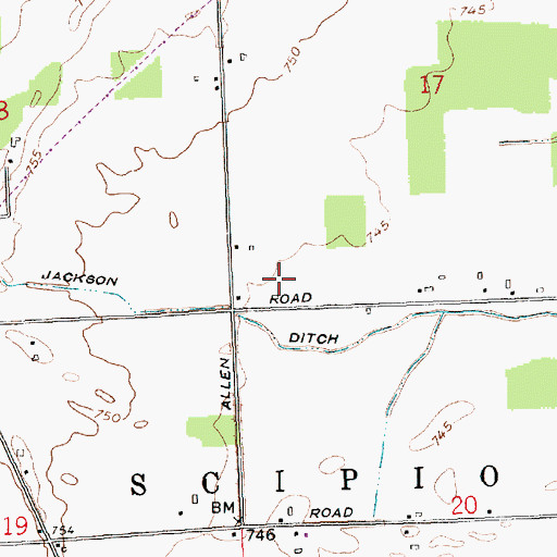 Topographic Map of Township of Scipio, IN