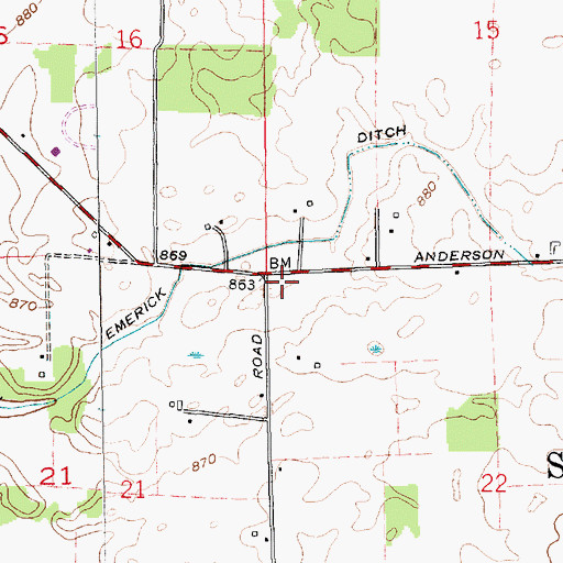Topographic Map of Township of Smith, IN