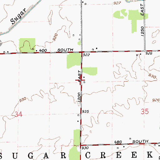 Topographic Map of Township of Sugar Creek, IN