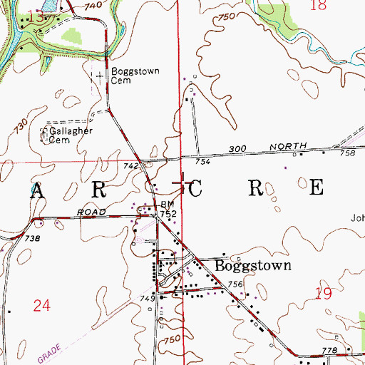 Topographic Map of Township of Sugar Creek, IN
