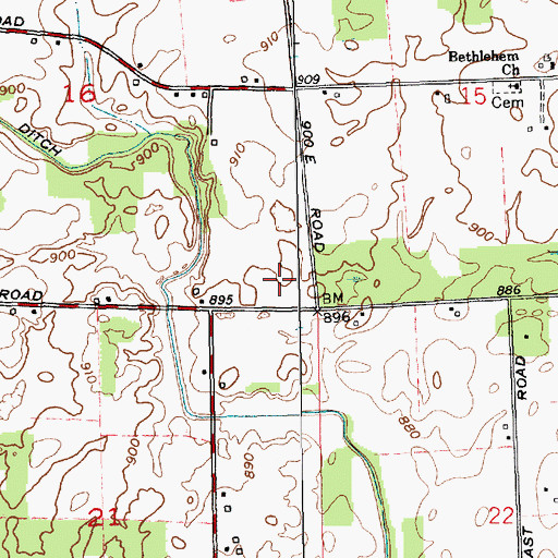 Topographic Map of Township of Swan, IN