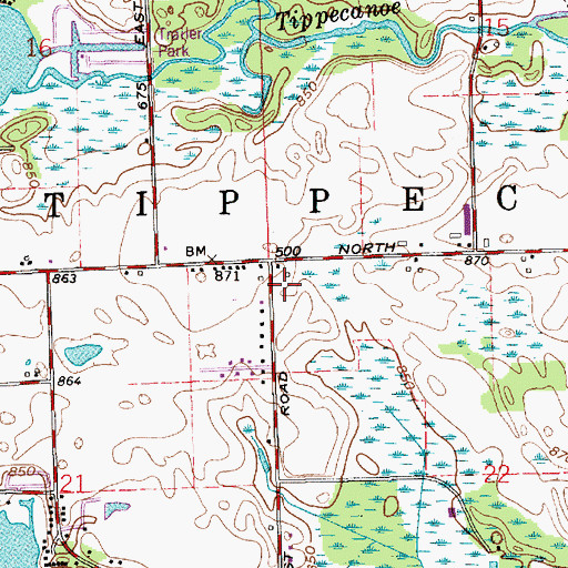 Topographic Map of Township of Tippecanoe, IN