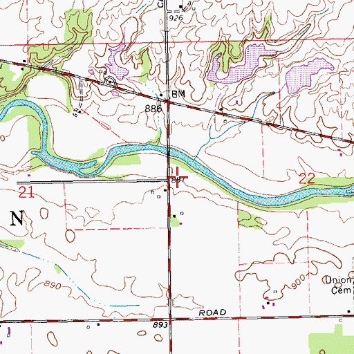 Topographic Map of Township of Union, IN