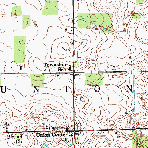 Topographic Map of Township of Union, IN