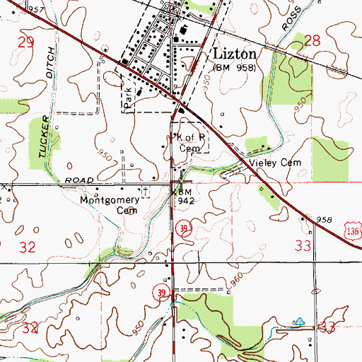 Topographic Map of Township of Union, IN
