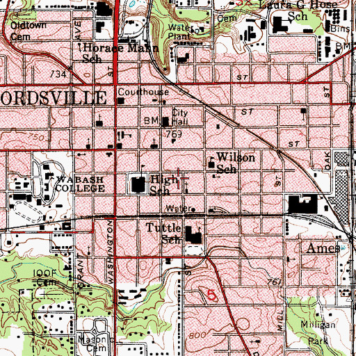 Topographic Map of Township of Union, IN