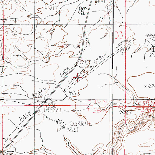 Topographic Map of Cliff Dwellers Airport, AZ