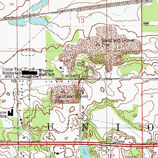 Topographic Map of Township of Union, IN