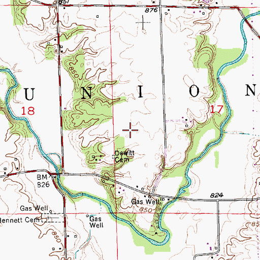 Topographic Map of Township of Union, IN