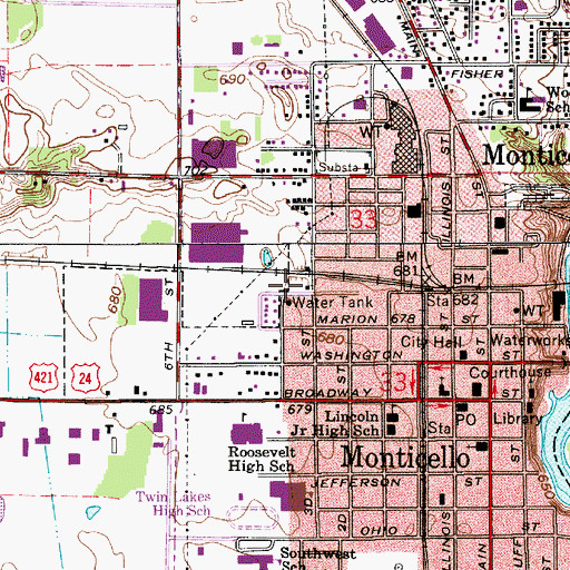 Topographic Map of Township of Union, IN
