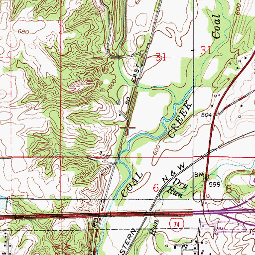 Topographic Map of Township of Van Buren, IN