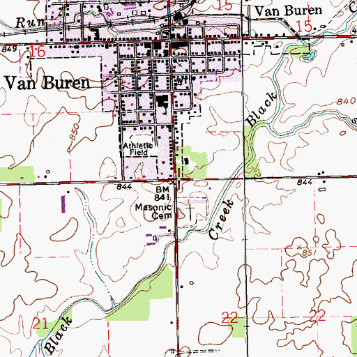 Topographic Map of Township of Van Buren, IN