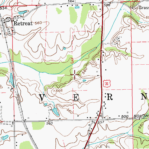 Topographic Map of Township of Vernon, IN