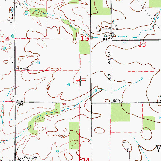 Topographic Map of Township of Vernon, IN