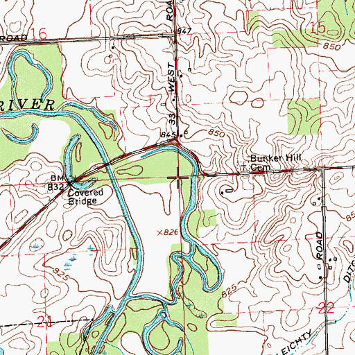 Topographic Map of Township of Wabash, IN