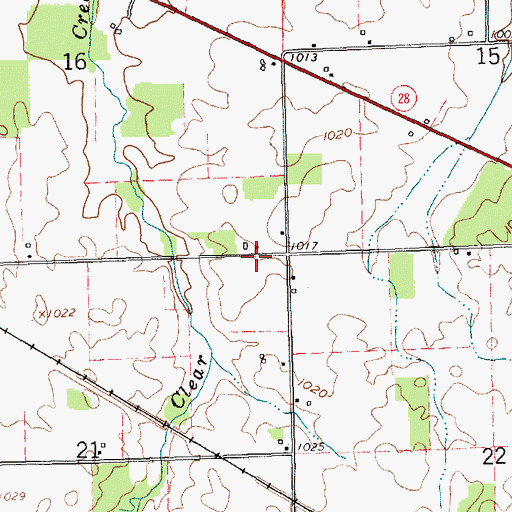 Topographic Map of Township of Ward, IN