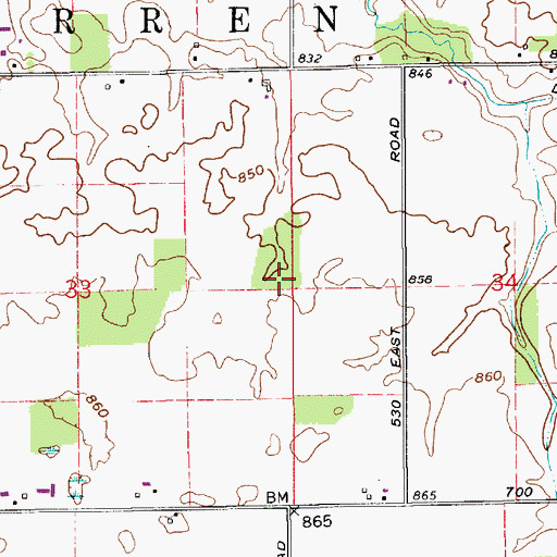 Topographic Map of Township of Warren, IN