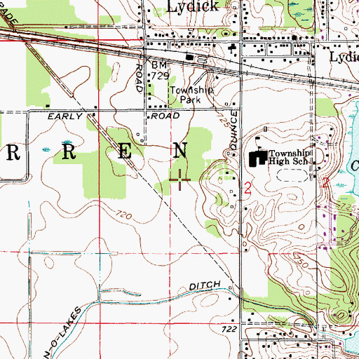Topographic Map of Township of Warren, IN
