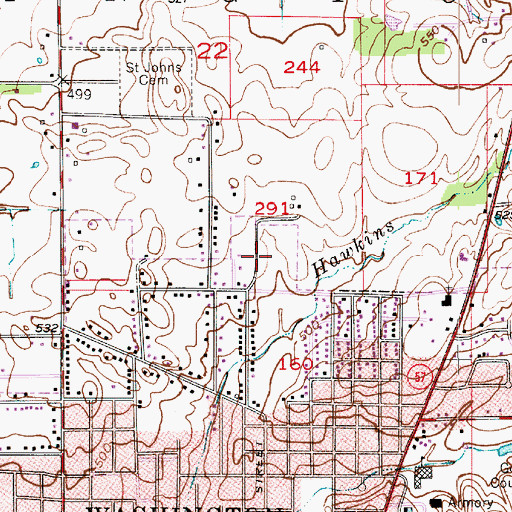 Topographic Map of Township of Washington, IN