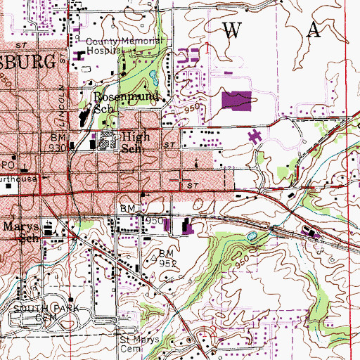 Topographic Map of Township of Washington, IN