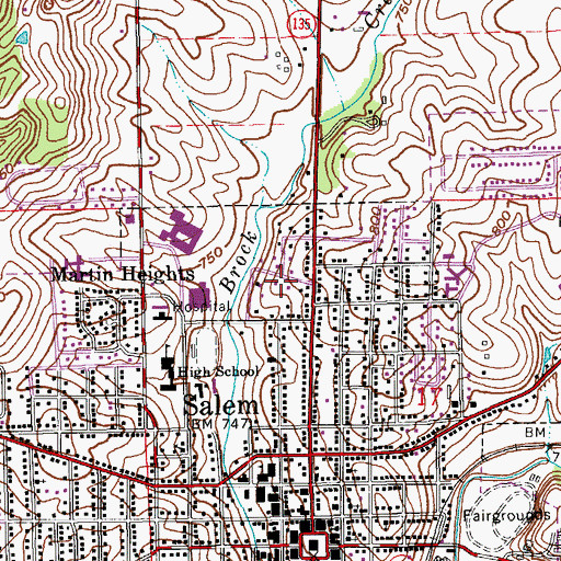 Topographic Map of Township of Washington, IN