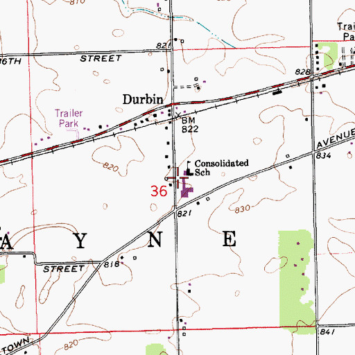 Topographic Map of Township of Wayne, IN