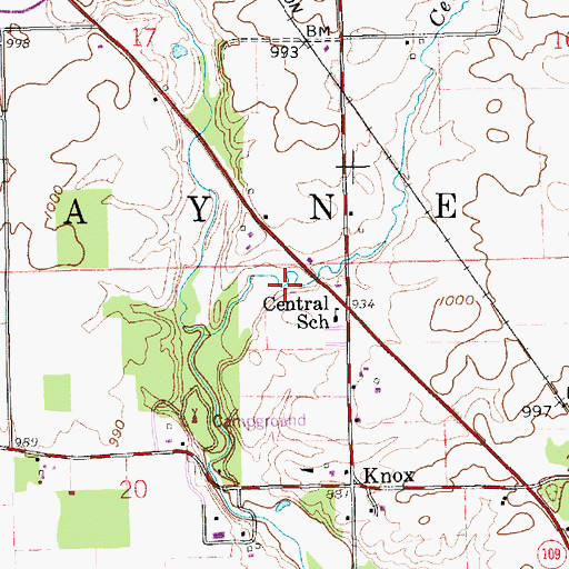 Topographic Map of Township of Wayne, IN