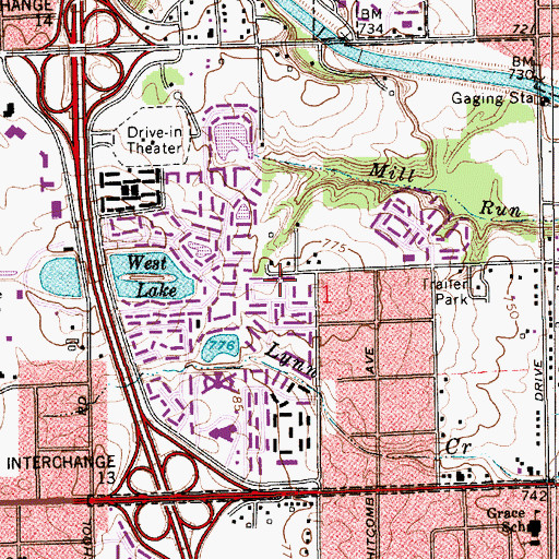 Topographic Map of Township of Wayne, IN