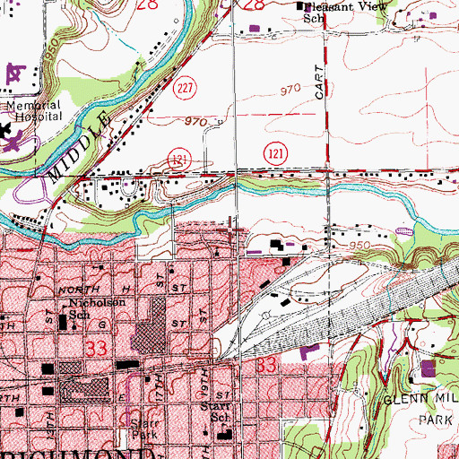 Topographic Map of Township of Wayne, IN