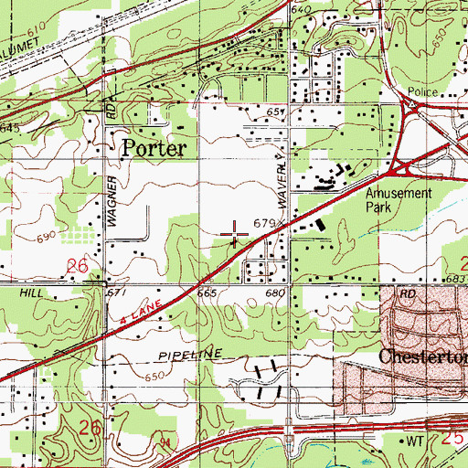 Topographic Map of Township of Westchester, IN